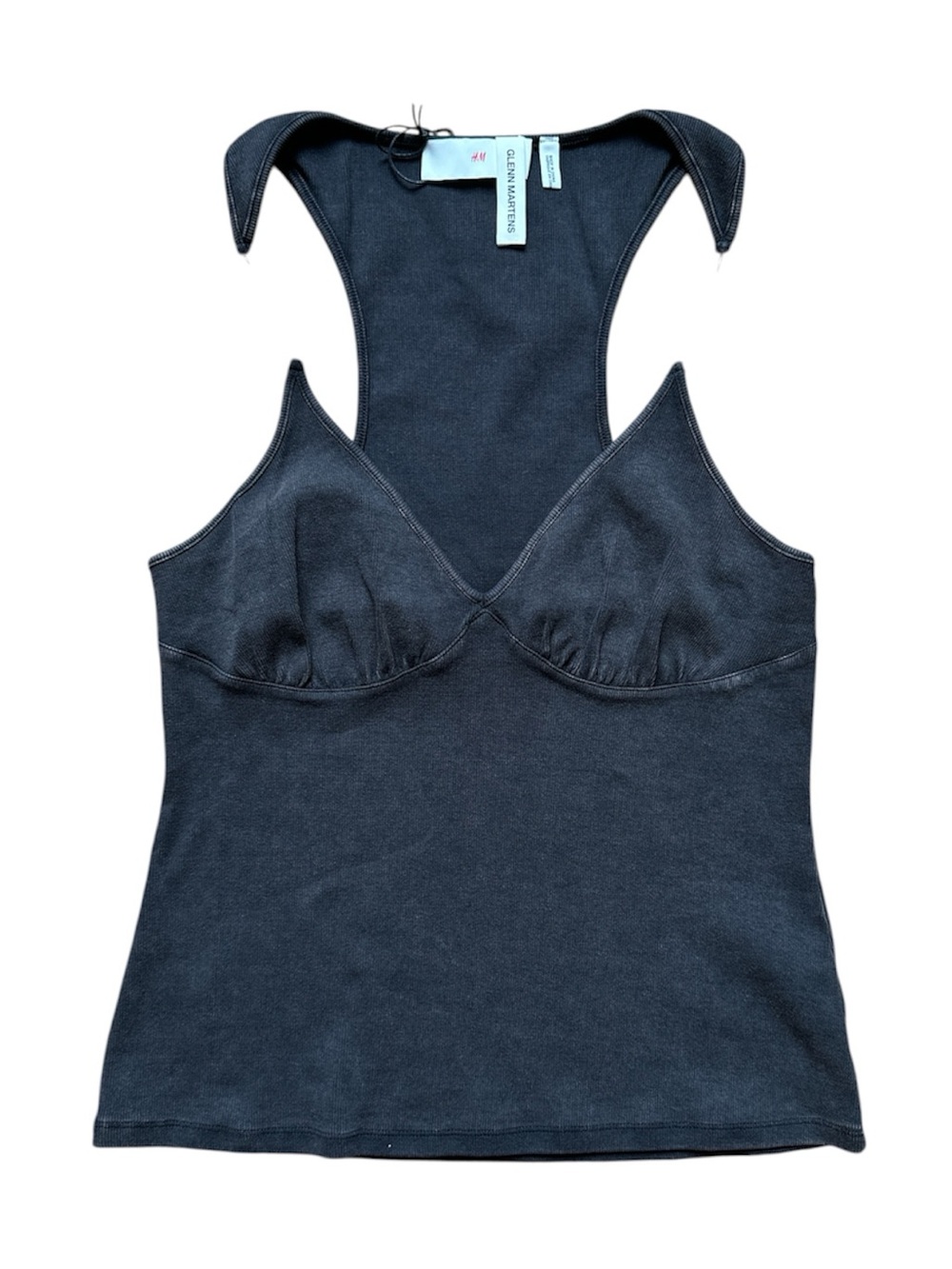 Glenn Martens H&M Racerback Ribbed Tank Top Black Wash